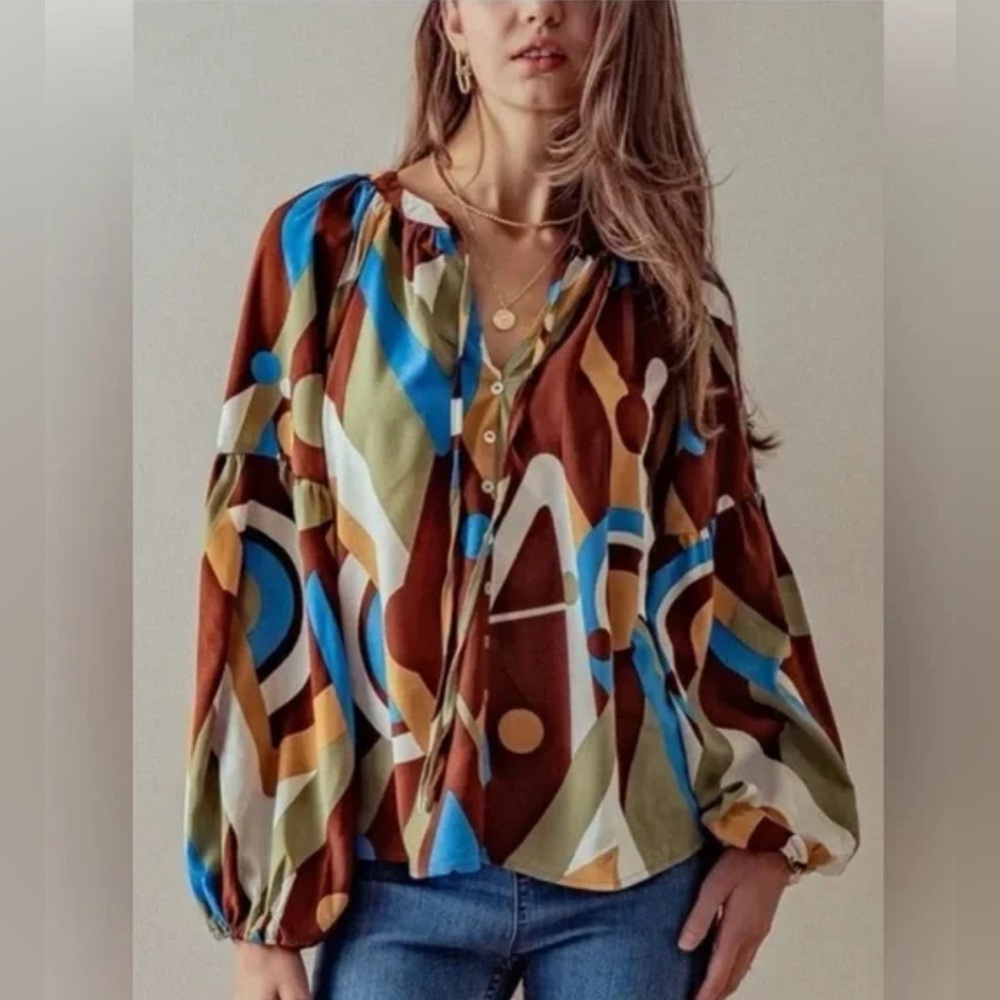 NWOT Anthropologie August Sky Peasant Top